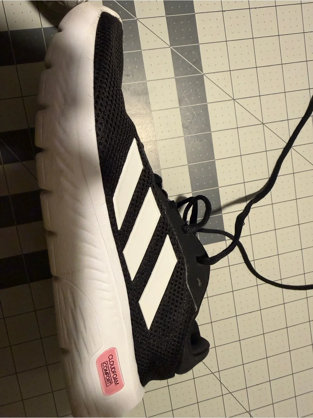 adidas‎ Black Athletic Sneakers with White Soles and Pink Logo